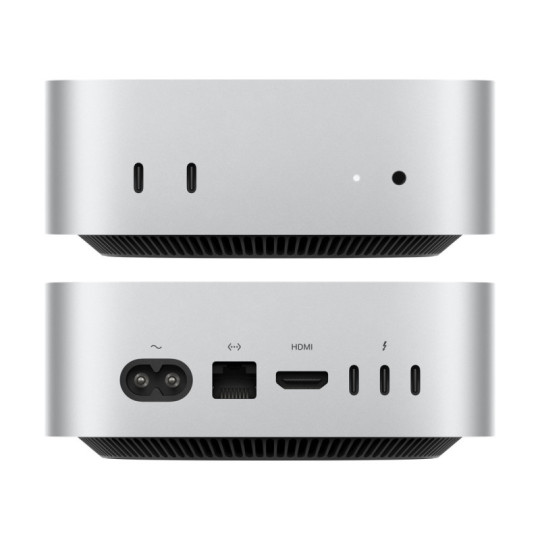 Mac mini: Apple M4 chip with 10‑core CPU and 10‑core GPU, 16GB, 512GB SSD